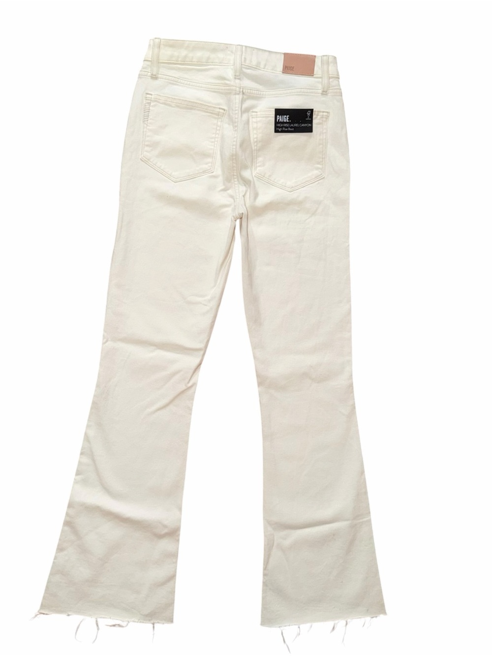 NEW Anthropologie X Paige High Rise Laurel Canyon Flare Jeans White Size 27 - Picture 8 of 9